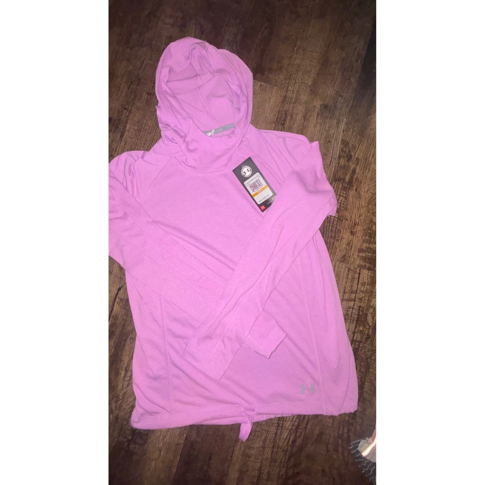 Under Armour Threadborne Siro Hoodie Pop Small Pink Funnel Neck Pullover 1290041